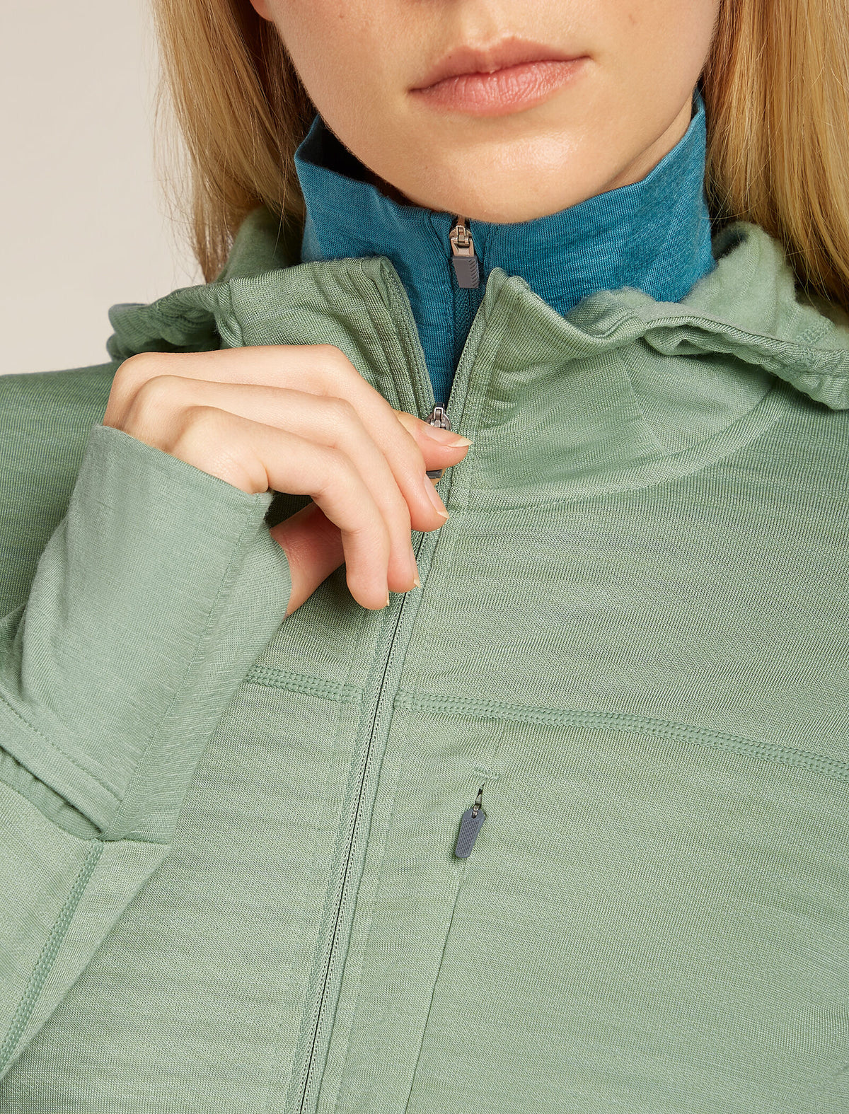 Women's Merino Blend 300 RealFleece™ Descender Long Sleeve Zip Hoodie Seaglass - 7