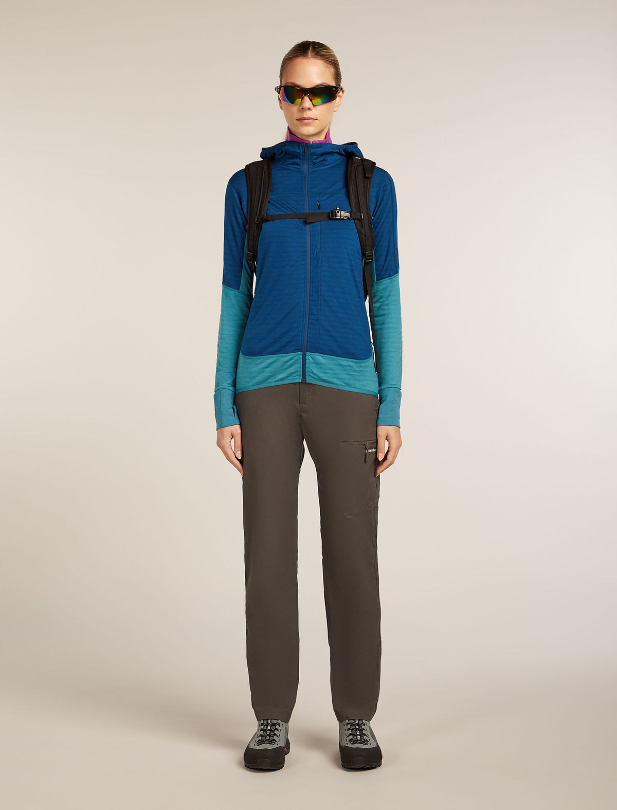 Women's Merino Blend 300 RealFleece™ Descender Long Sleeve Zip Hoodie Topaz/Atlantis - 4