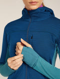 Women's Merino Blend 300 RealFleece™ Descender Long Sleeve Zip Hoodie Topaz/Atlantis - 6