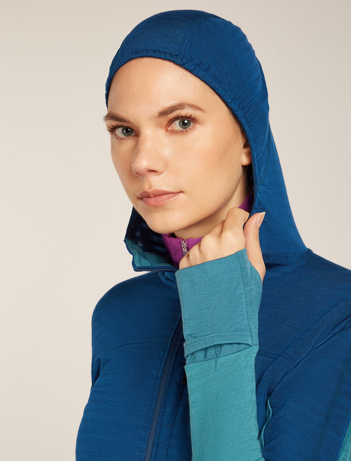 Women's Merino Blend 300 RealFleece™ Descender Long Sleeve Zip Hoodie Topaz/Atlantis - 8