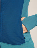 Women's Merino Blend 300 RealFleece™ Descender Long Sleeve Zip Hoodie Topaz/Atlantis - 9