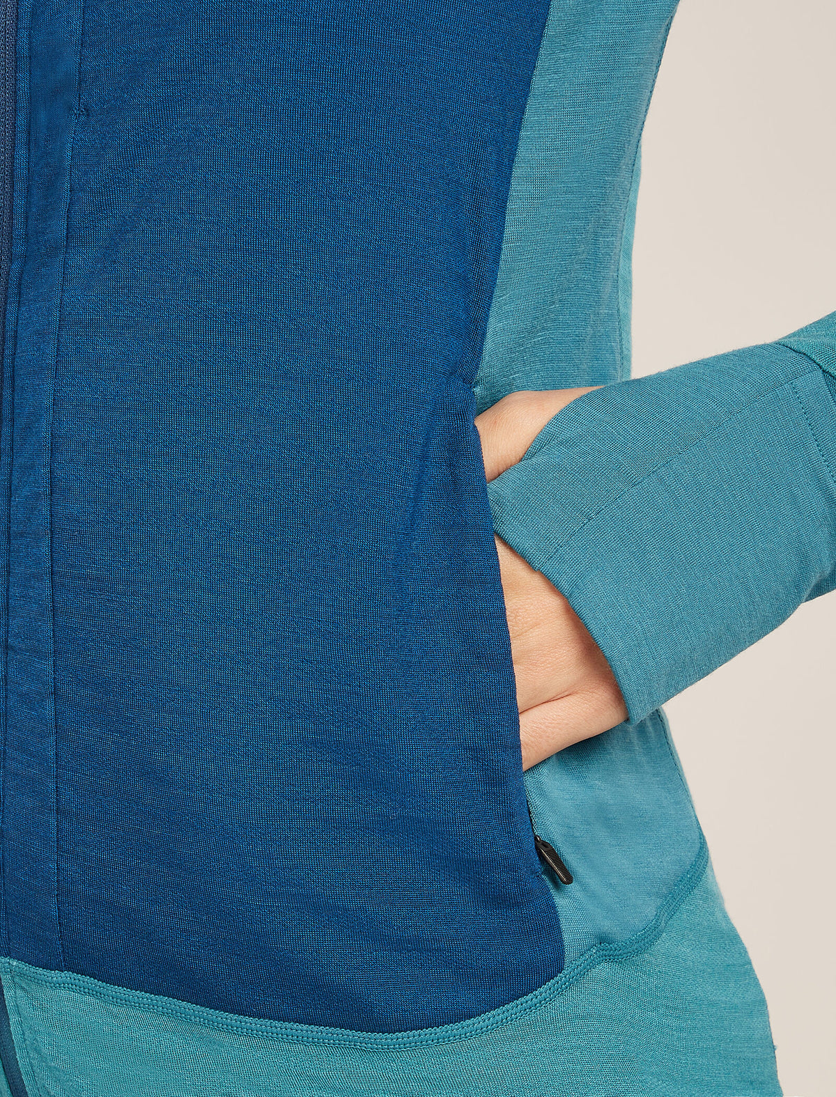 Women's Merino Blend 300 RealFleece™ Descender Long Sleeve Zip Hoodie Topaz/Atlantis - 9