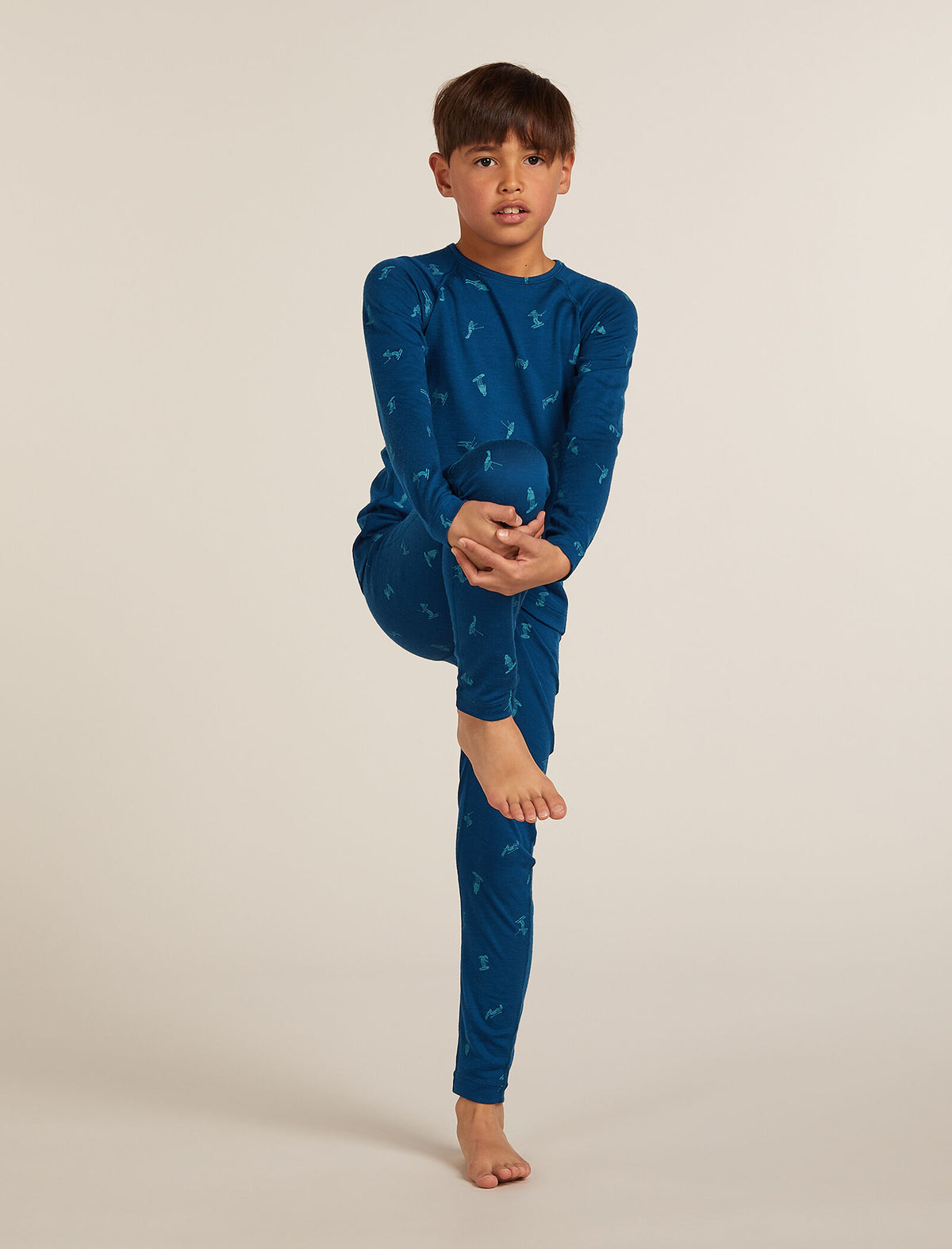 Kids’ Merino 200 Oasis Long Sleeve Crewe Thermal Top Snow Day Atlantis/Topaz - 3