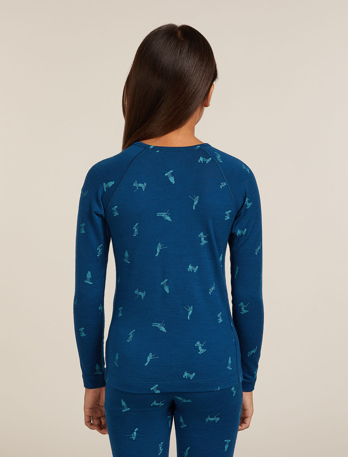 Kids’ Merino 200 Oasis Long Sleeve Crewe Thermal Top Snow Day Atlantis/Topaz - 5