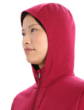 Women's Merino Quantum III Long Sleeve Zip Hoodie Cherry/espresso - 4