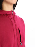 Women's Merino Quantum III Long Sleeve Zip Hoodie Cherry/espresso - 5
