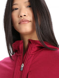 Women's Merino Quantum III Long Sleeve Zip Hoodie Cherry/espresso - 6