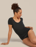 Haut à encolure ronde et manches courtes Siren Short Sleeve Sweetheart en mérinos Femme Black - 6
