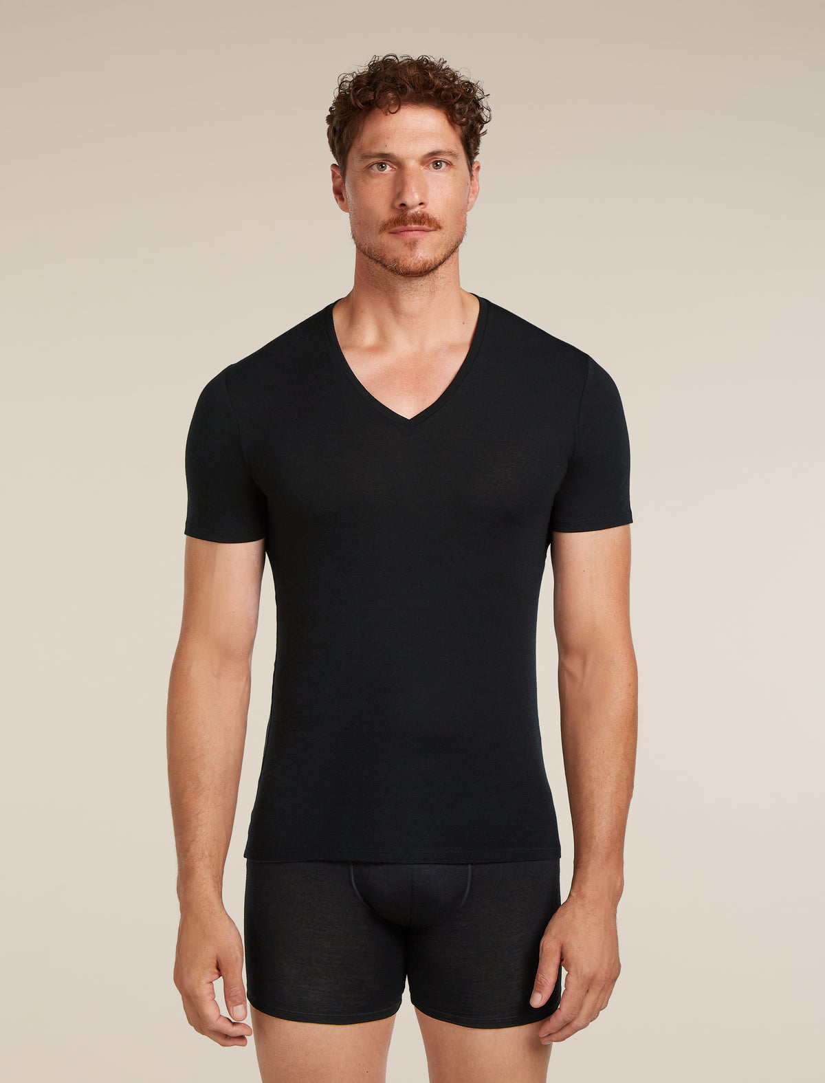 Men's Merino 150 Anatomica Short Sleeve V Neck Top Black - 1