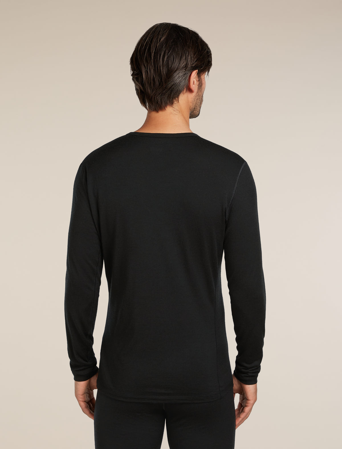 Men's Merino 200 Oasis Long Sleeve Crewe Thermal Top Black - 2