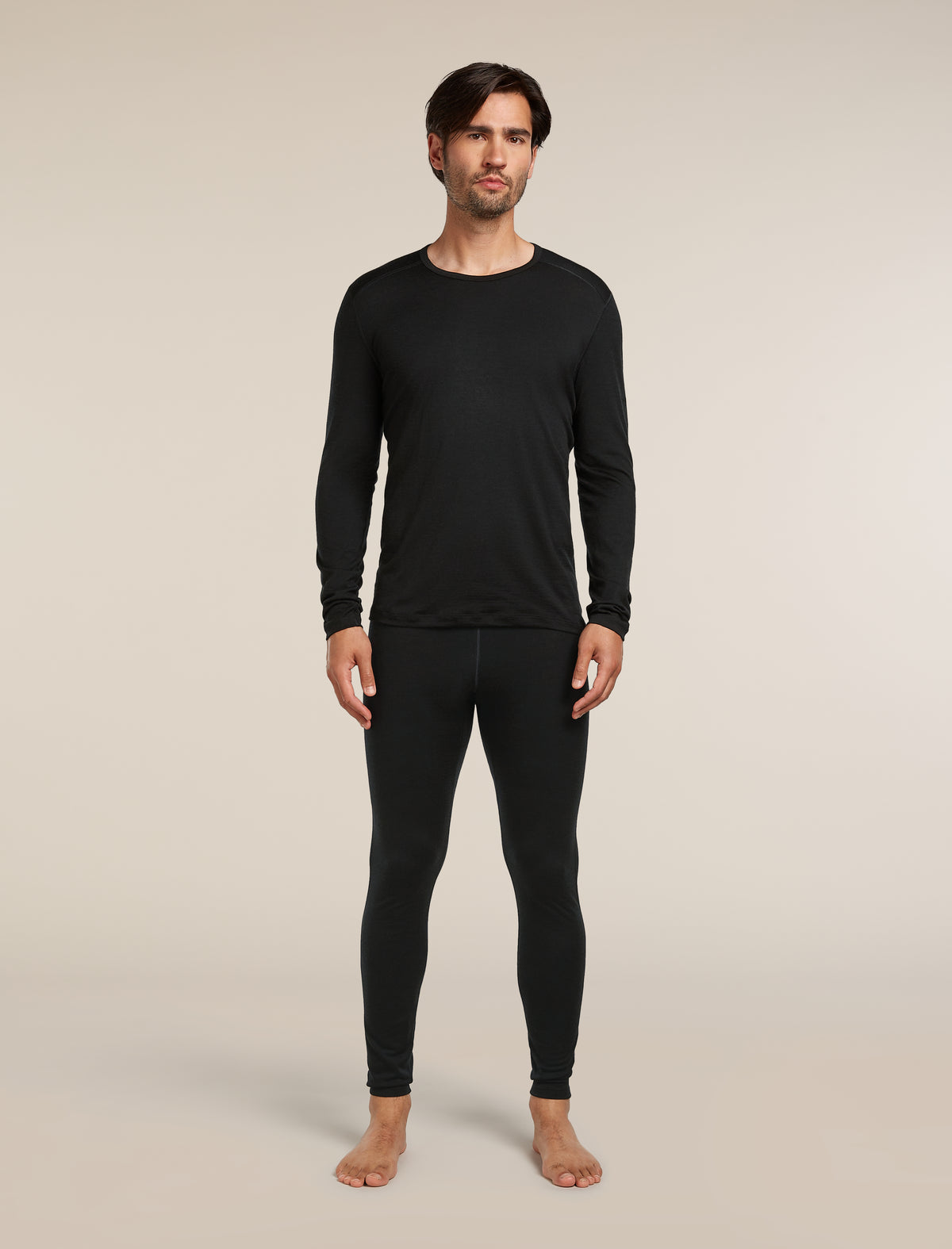 Men's Merino 200 Oasis Long Sleeve Crewe Thermal Top Black - 3