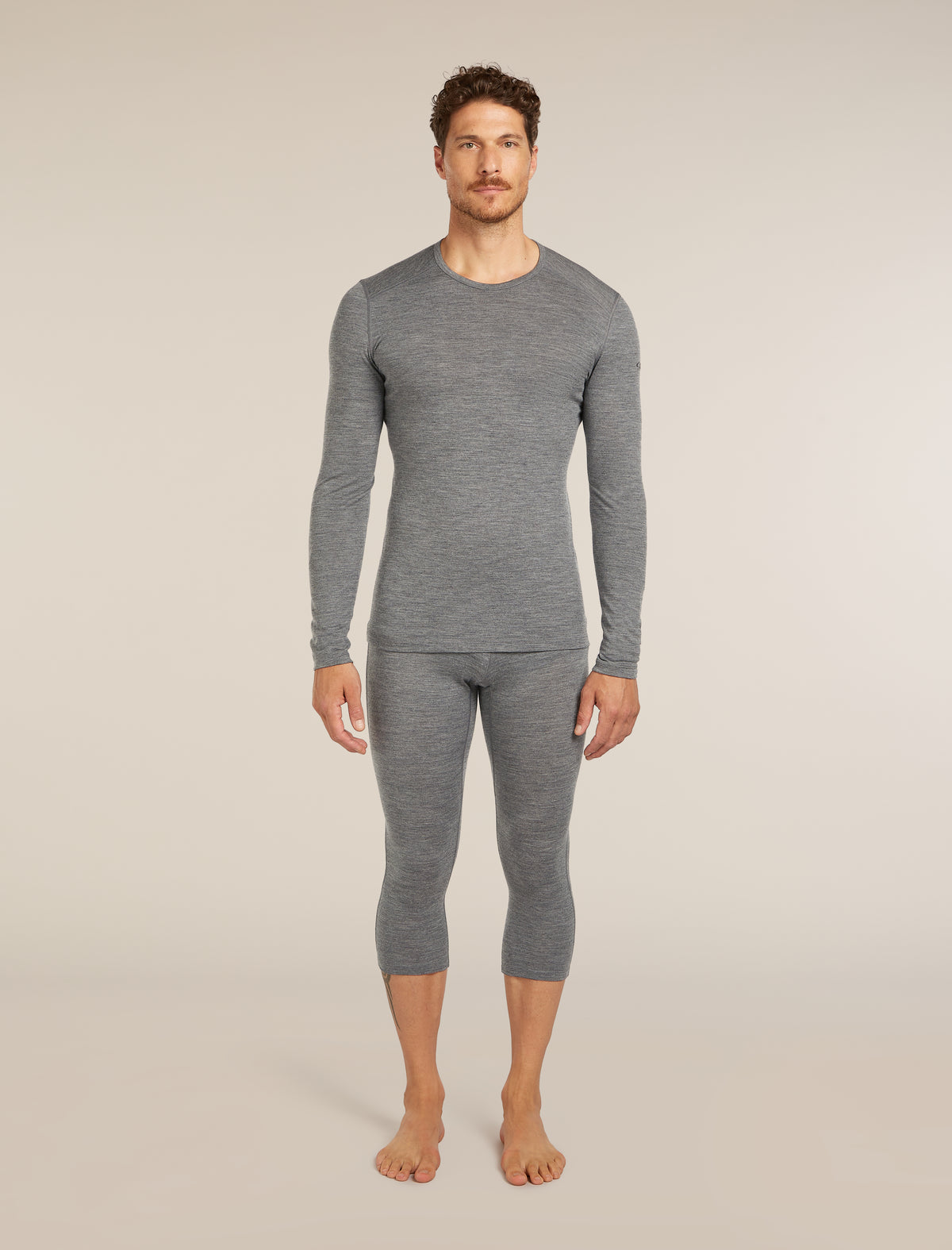Men's Merino 200 Oasis Long Sleeve Crewe Thermal Top Gritstone Heather - 3