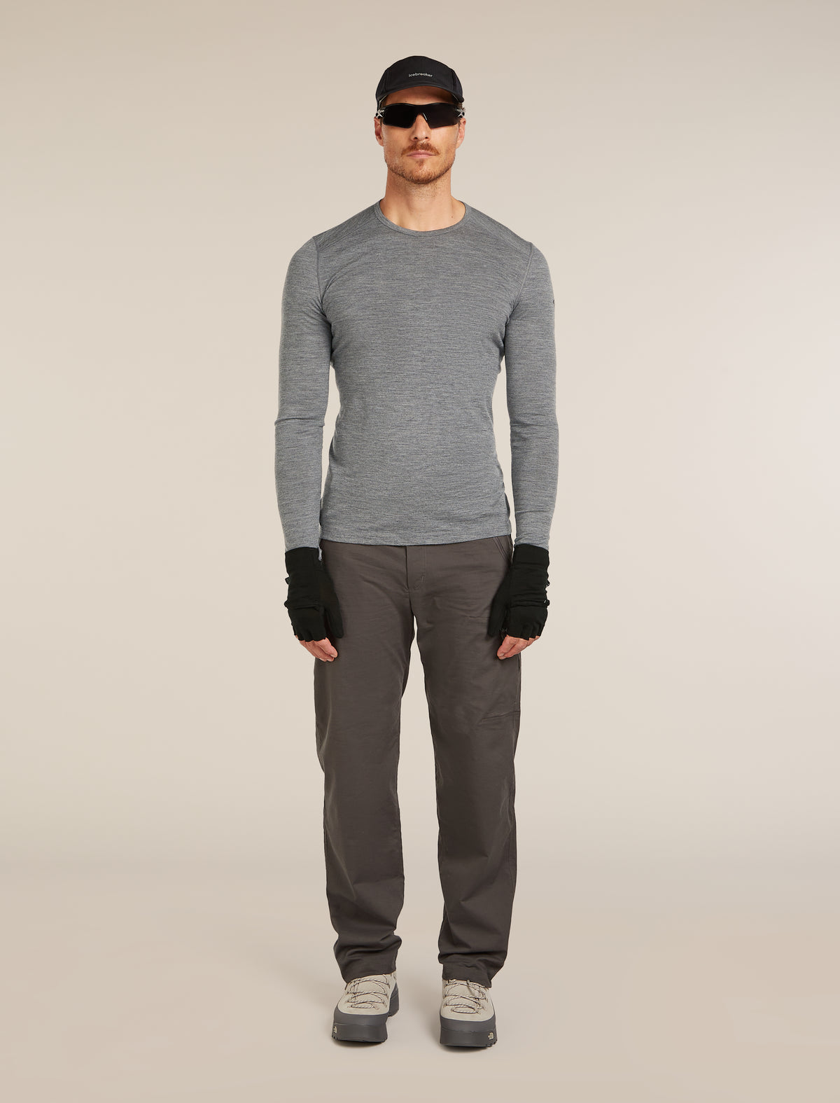 Men's Merino 200 Oasis Long Sleeve Crewe Thermal Top Gritstone Heather - 4