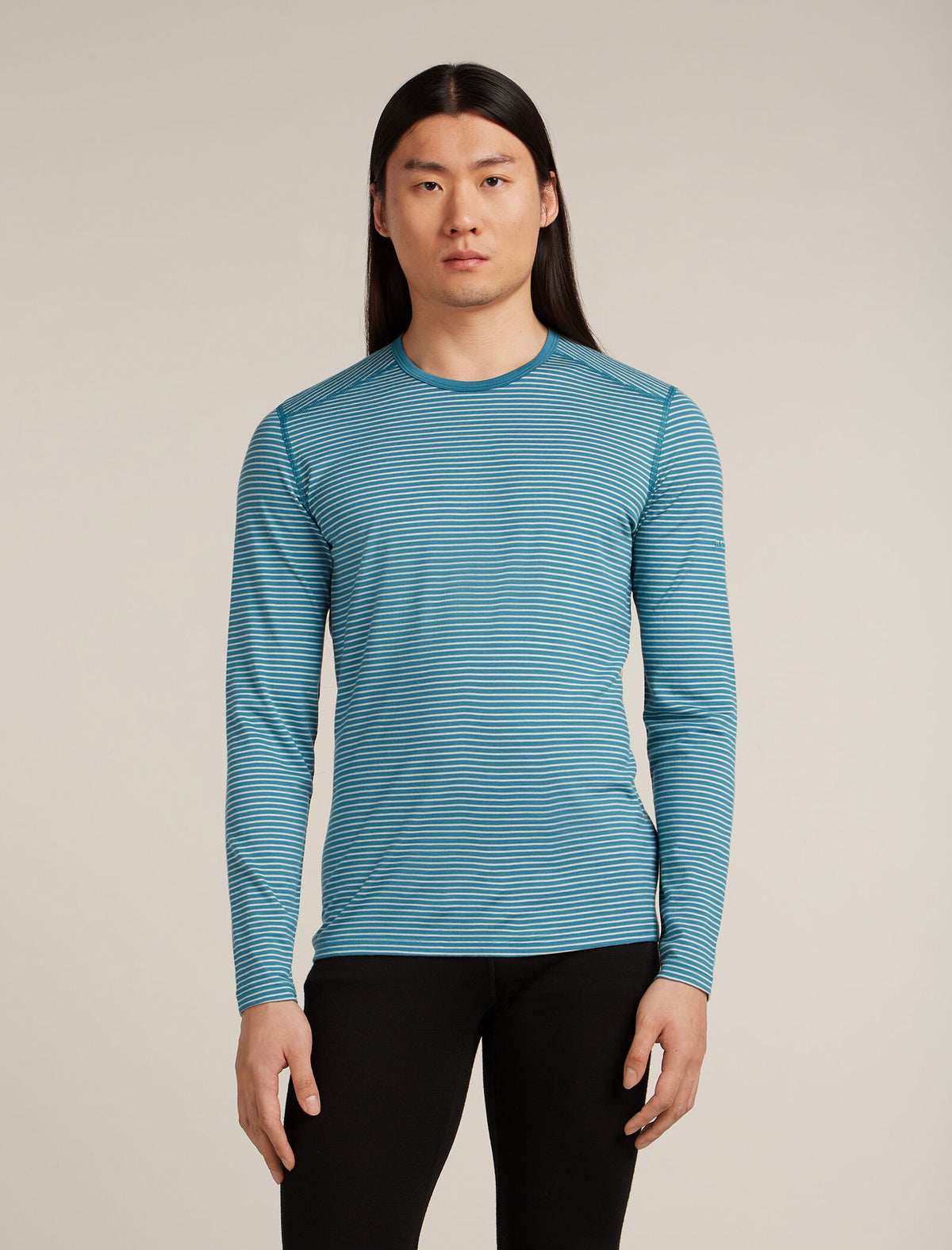 Men's Merino 200 Oasis Long Sleeve Crewe Thermal Top Topaz/Undyed - 1