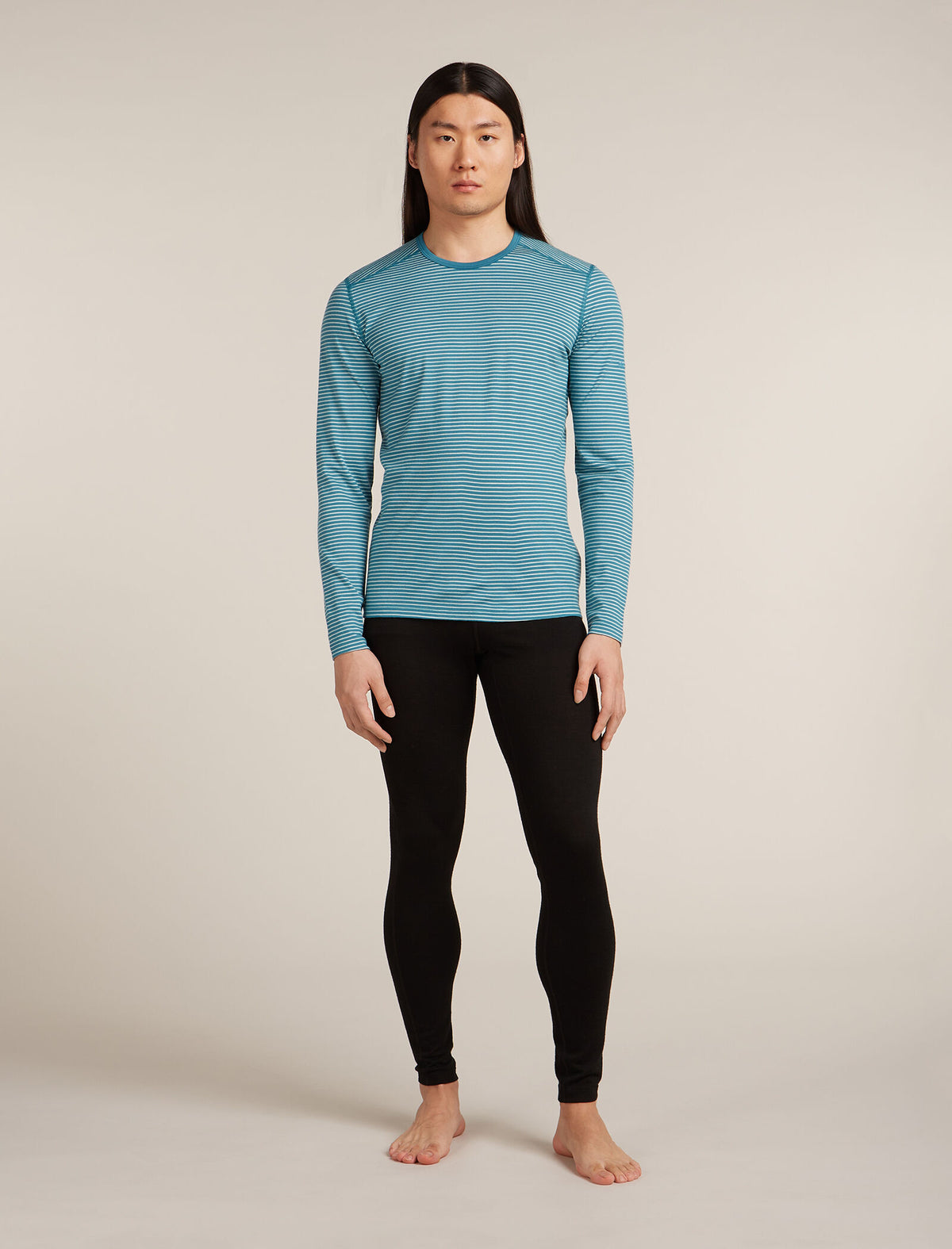 Men's Merino 200 Oasis Long Sleeve Crewe Thermal Top Topaz/Undyed - 3