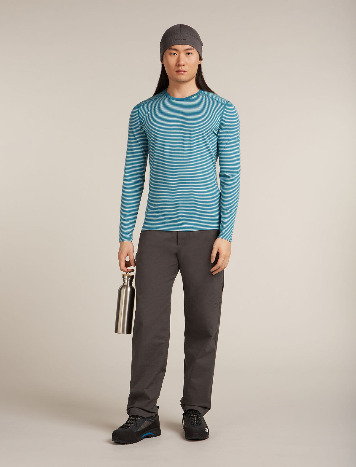 Men's Merino 200 Oasis Long Sleeve Crewe Thermal Top Topaz/Undyed - 4