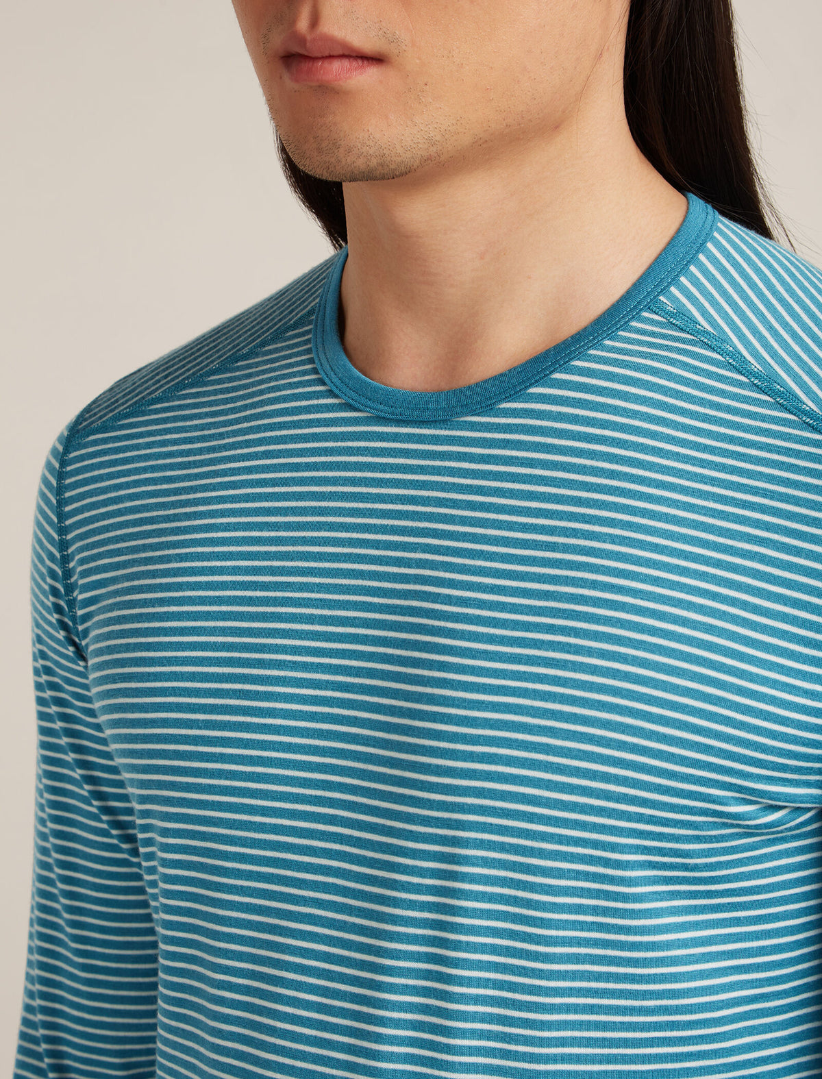 Men's Merino 200 Oasis Long Sleeve Crewe Thermal Top Topaz/Undyed - 5