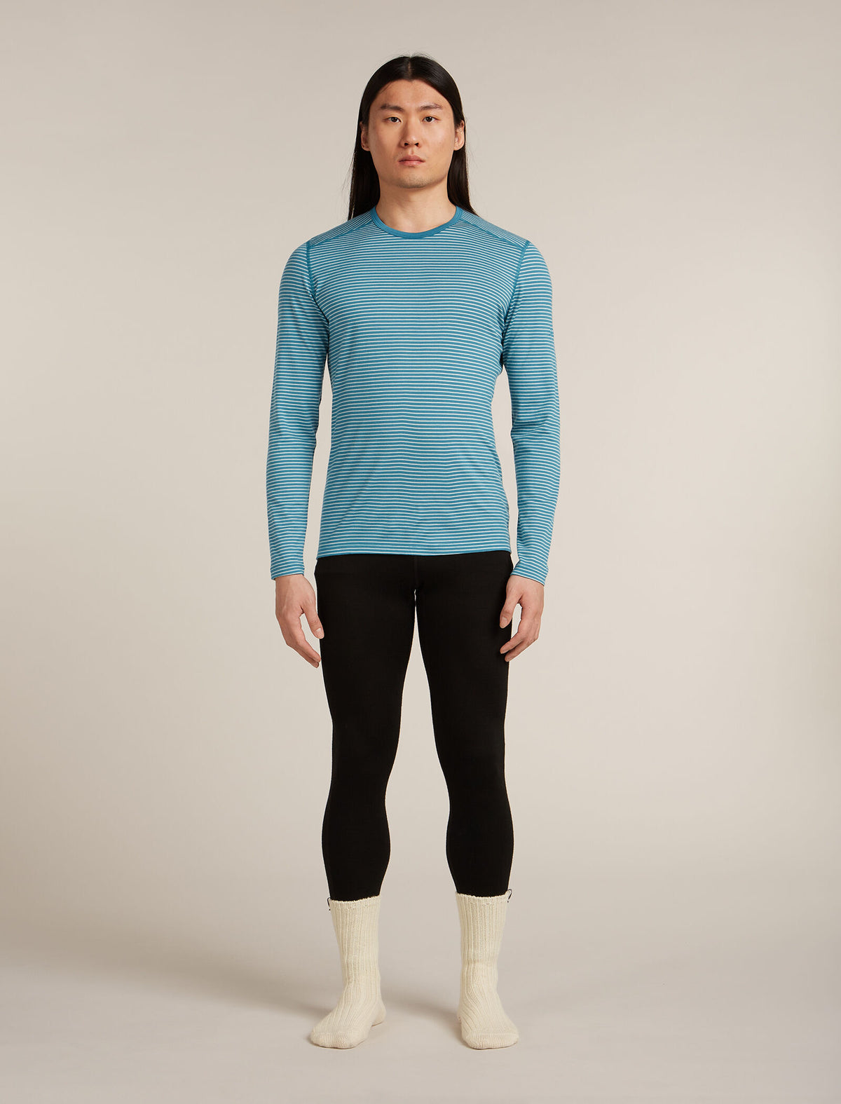 Men's Merino 200 Oasis Long Sleeve Crewe Thermal Top Topaz/Undyed - 7