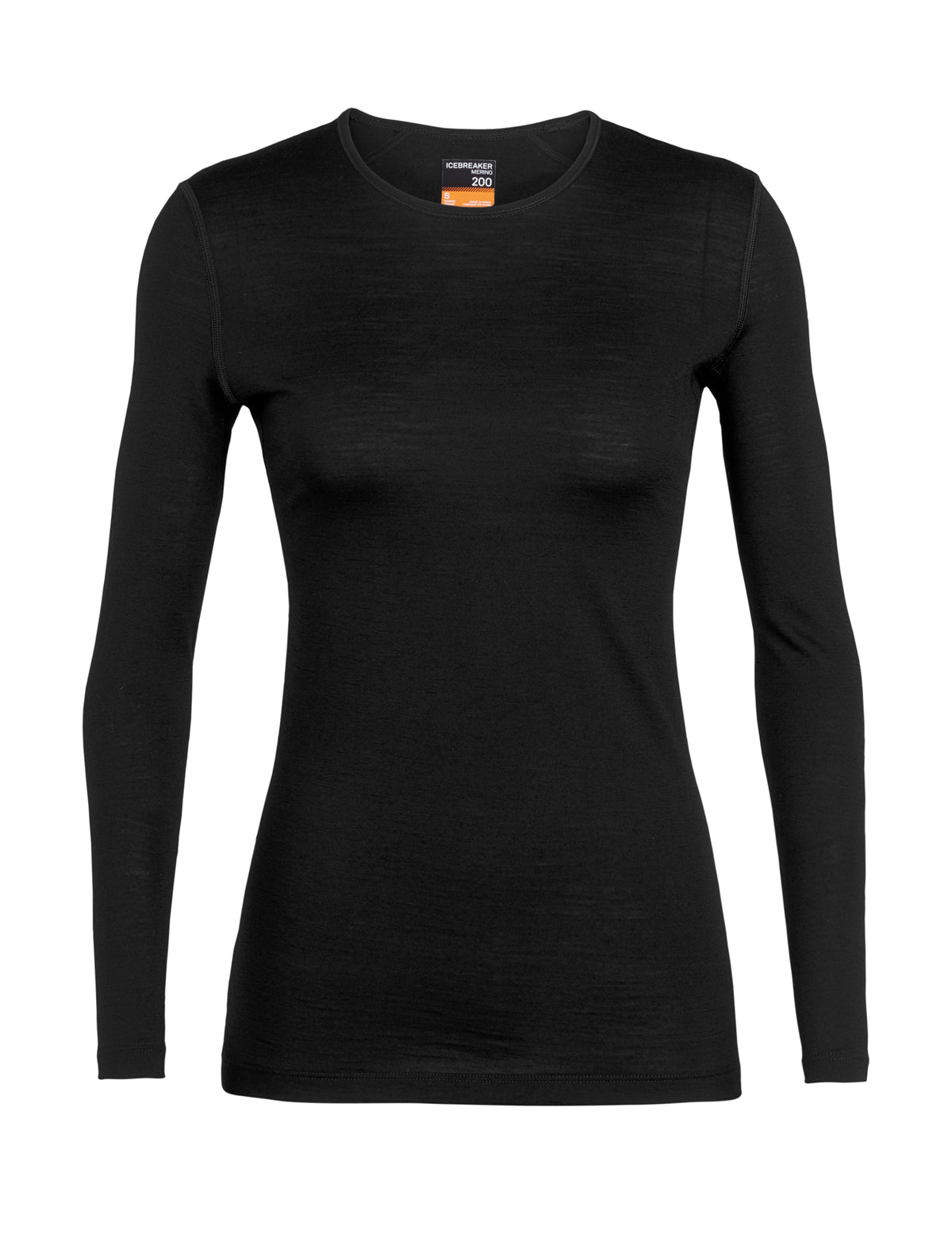 Women's Merino 200 Oasis Long Sleeve Crewe Thermal Top Black - 8