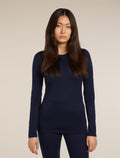 Women's Merino 200 Oasis Long Sleeve Crewe Thermal Top Midnight Navy - 1