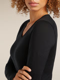 Women's Merino 200 Oasis Long Sleeve V Neck Thermal Top Black - 8