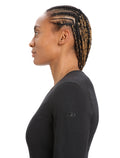 Women's Merino 200 Oasis Long Sleeve V Neck Thermal Top Black - 5