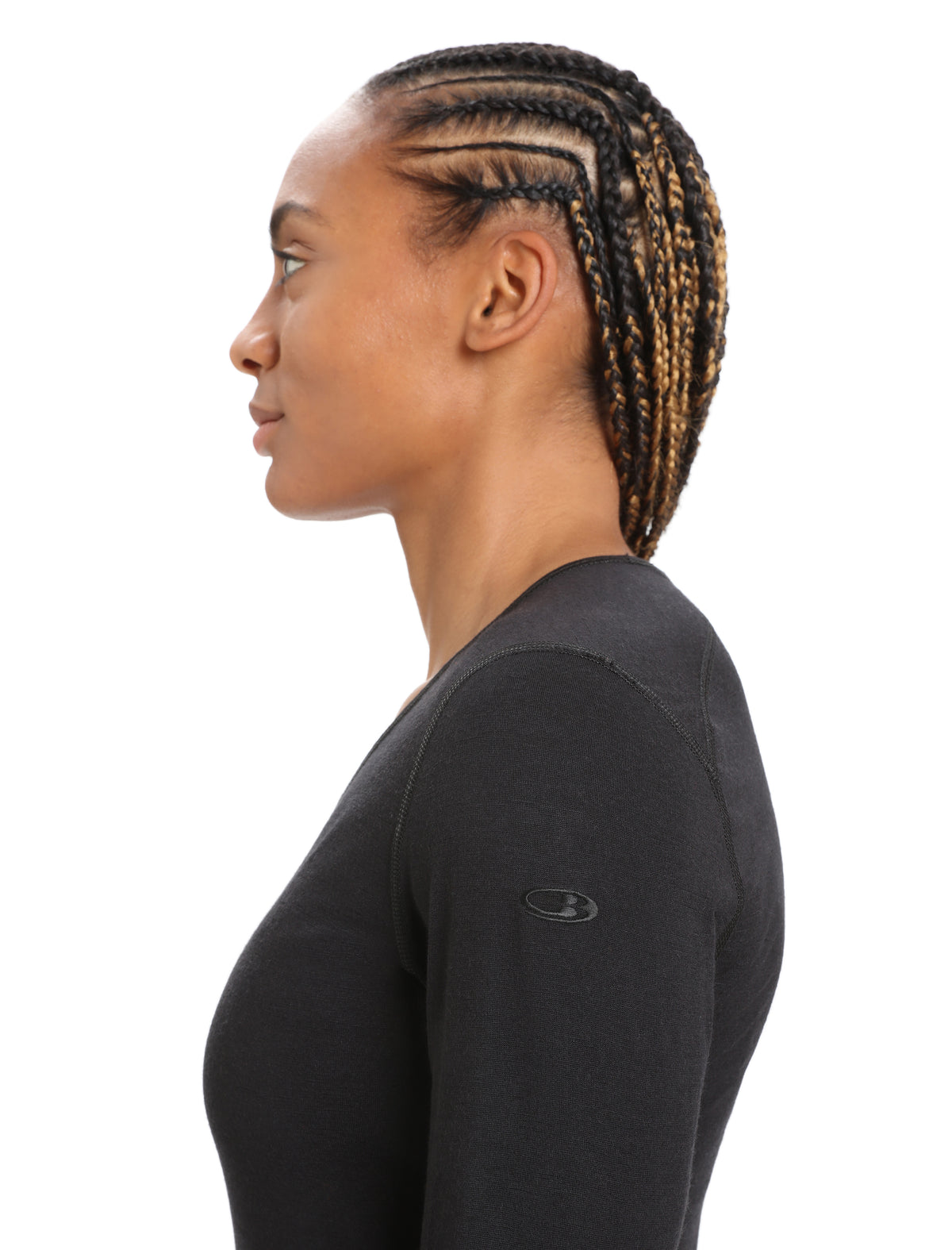 Women's Merino 200 Oasis Long Sleeve V Neck Thermal Top Black - 5
