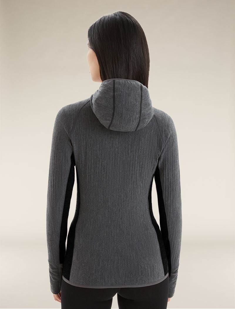 Haut à capuche, fermeture éclair Descender Femme Jet Heather/Black - 2