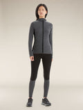 Haut à capuche, fermeture éclair Descender Femme Jet Heather/Black - 3