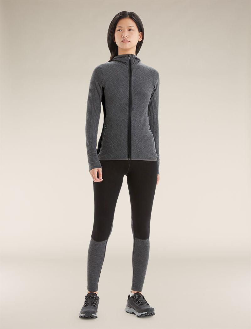 Haut à capuche, fermeture éclair Descender Femme Jet Heather/Black - 3