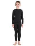Kids’ Merino 200 Oasis Long Sleeve Crewe Thermal Top Black - 1