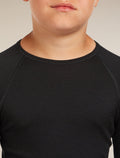 Kids’ Merino 200 Oasis Long Sleeve Crewe Thermal Top Black - 10