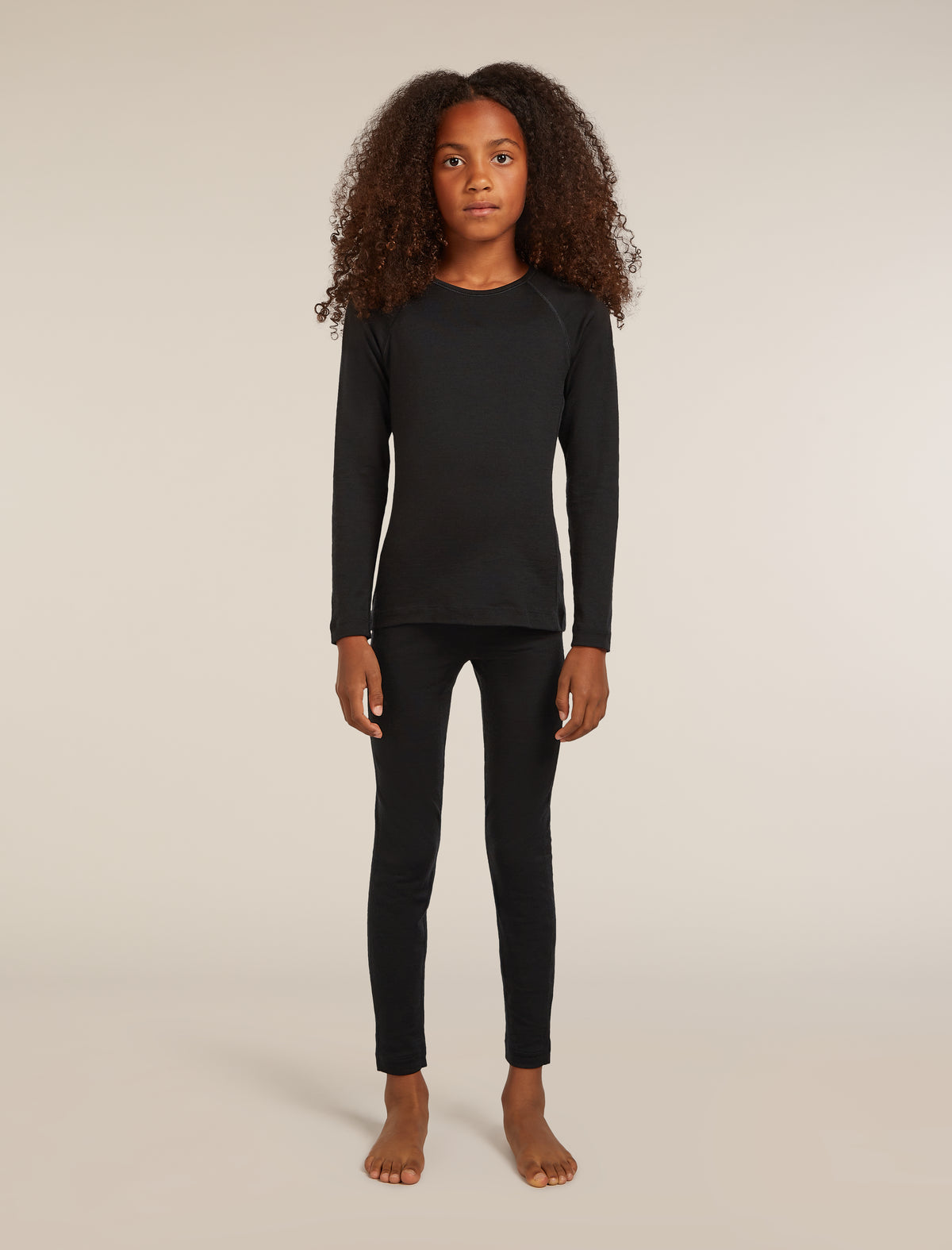 Kids’ Merino 200 Oasis Long Sleeve Crewe Thermal Top Black - 6