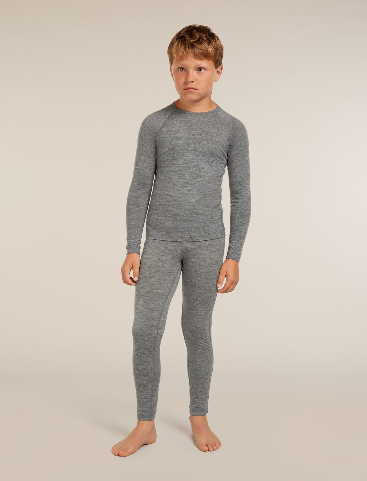 Kids’ Merino 200 Oasis Long Sleeve Crewe Thermal Top Gritstone Heather - 7
