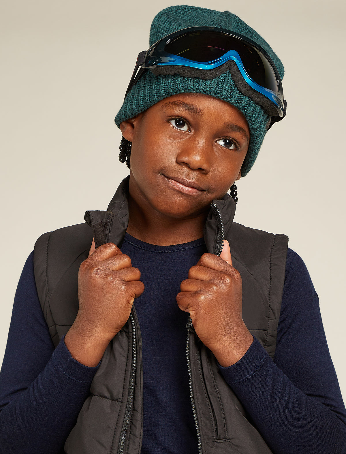 Kids’ Merino 200 Oasis Long Sleeve Crewe Thermal Top Midnight Navy - 10