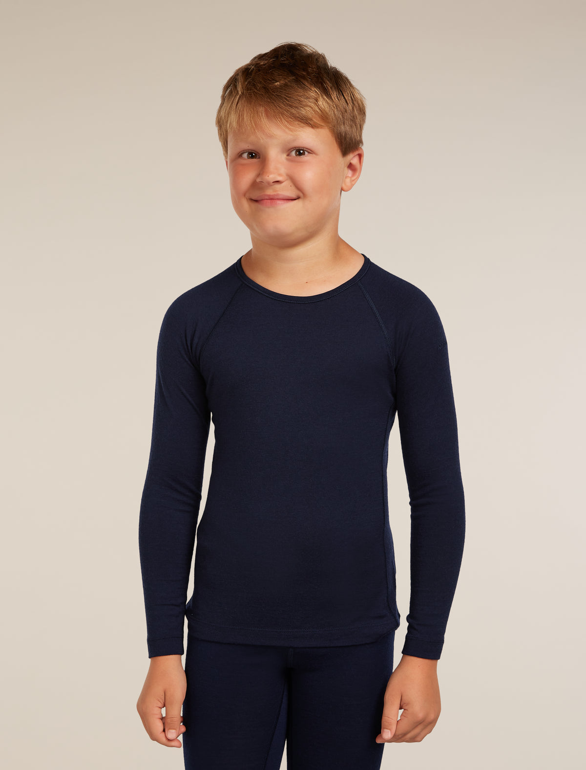 Kids’ Merino 200 Oasis Long Sleeve Crewe Thermal Top Midnight Navy - 3