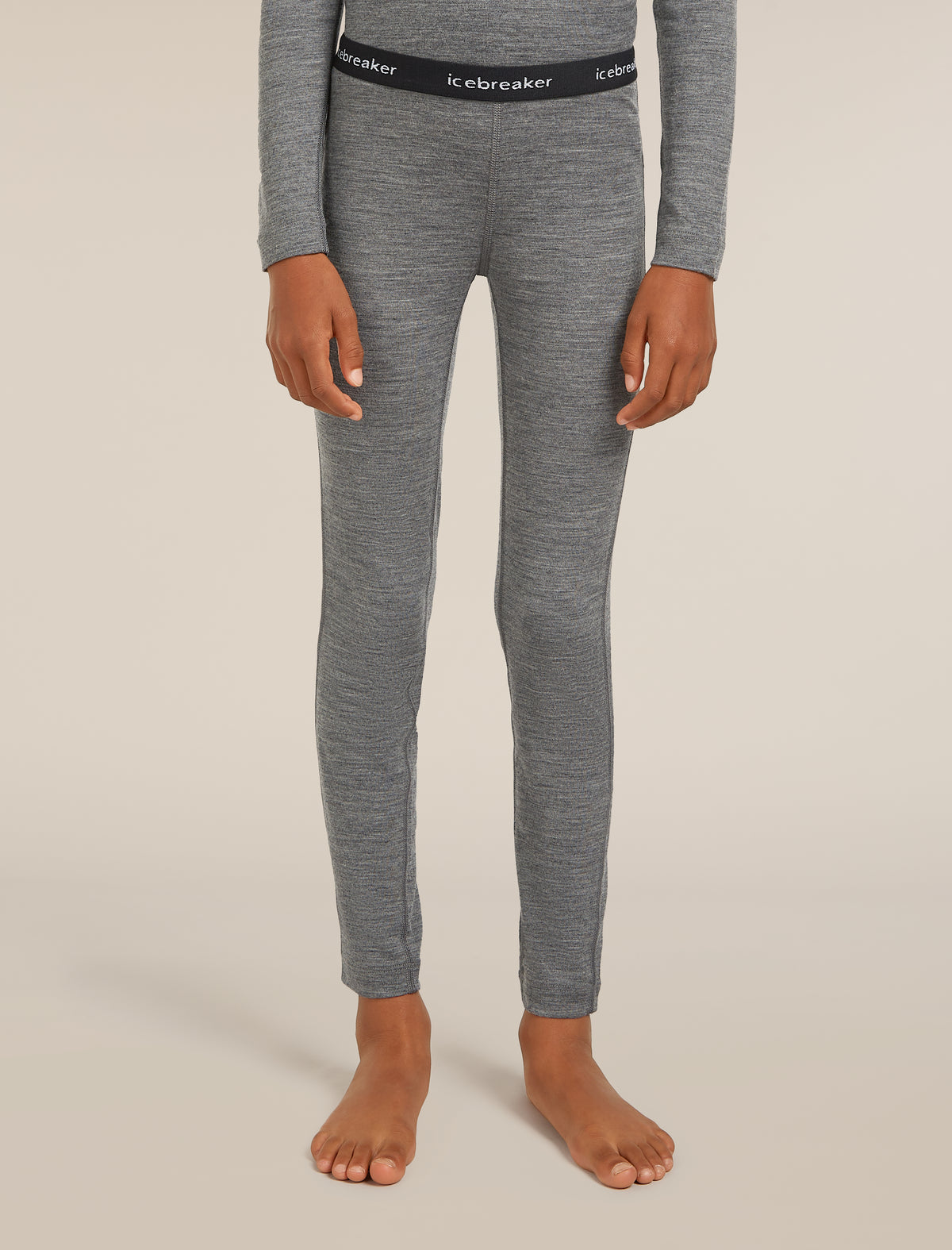 Kids’ Merino 200 Oasis Thermal Leggings Gritstone Heather - 1