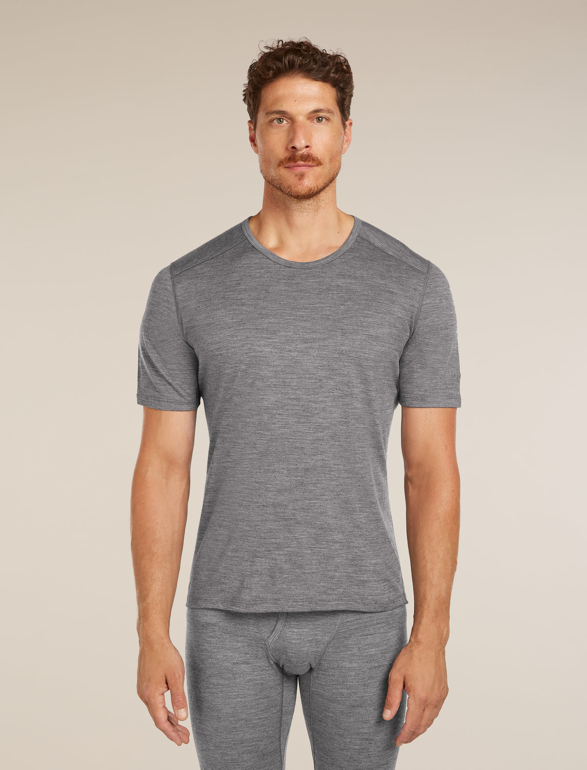 Men's Merino 200 Oasis Short Sleeve Crewe Thermal Top Gritstone Heather - 1