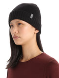 Bonnet à revers Vela Unisex Black - 8