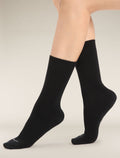Mi-chaussettes Lifestyle Fine Gauge Crew en mérinos Femme Black - 1