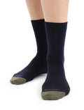 Women's Merino Lifestyle Fine Gauge Crew Socks Midnight Navy/Loden - 6
