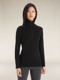 Women's Merino 200 Oasis Long Sleeve Half Zip Thermal Top Black - 1