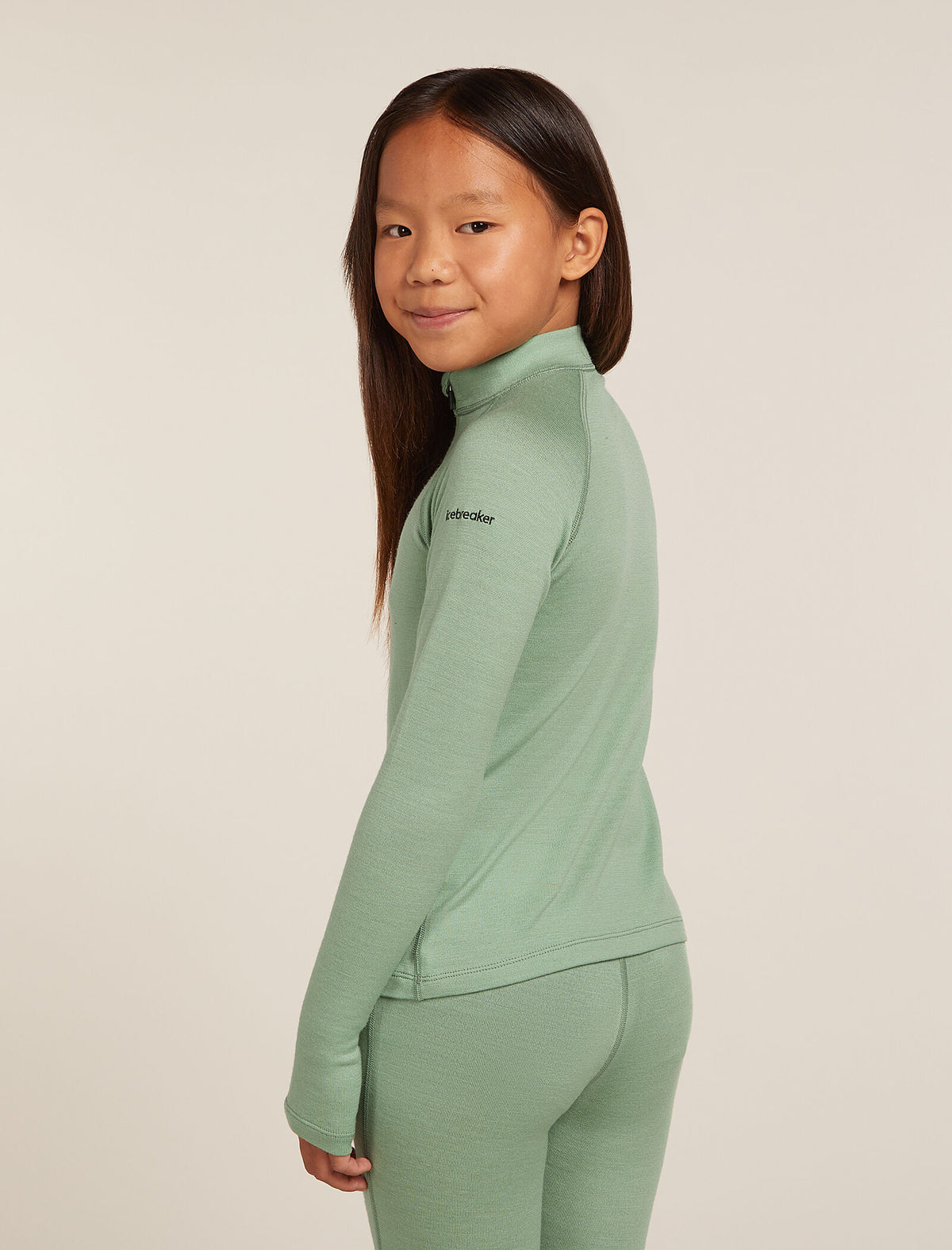 Kids’ Merino 260 Tech Long Sleeve Half Zip Thermal Top Seaglass - 2