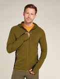 Haut à capuche, glissière et manches longues Descender en mélange de mérinos Men's Algae - 1