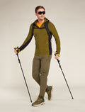 Haut à capuche, glissière et manches longues Descender en mélange de mérinos Men's Algae - 4