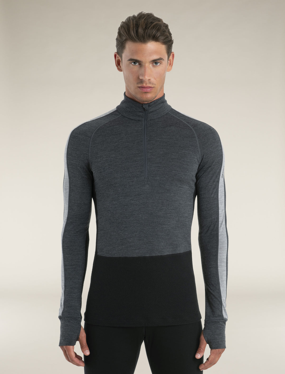 Men's Merino 200 ZoneKnit™ Long Sleeve Half Zip Thermal Top Jet Heather/Black - 1