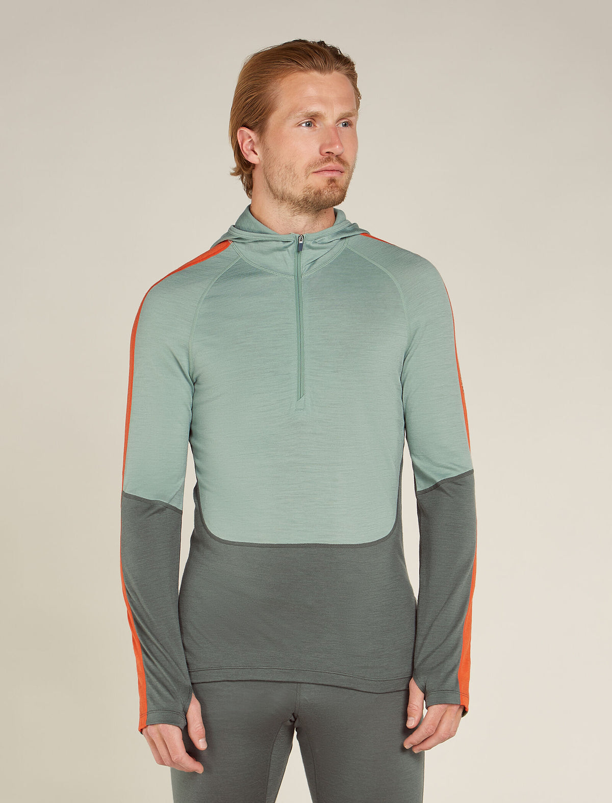 Men's Merino 200 Sonebula Long Sleeve Half Zip Thermal Hoodie Galaxy/Moss - 1