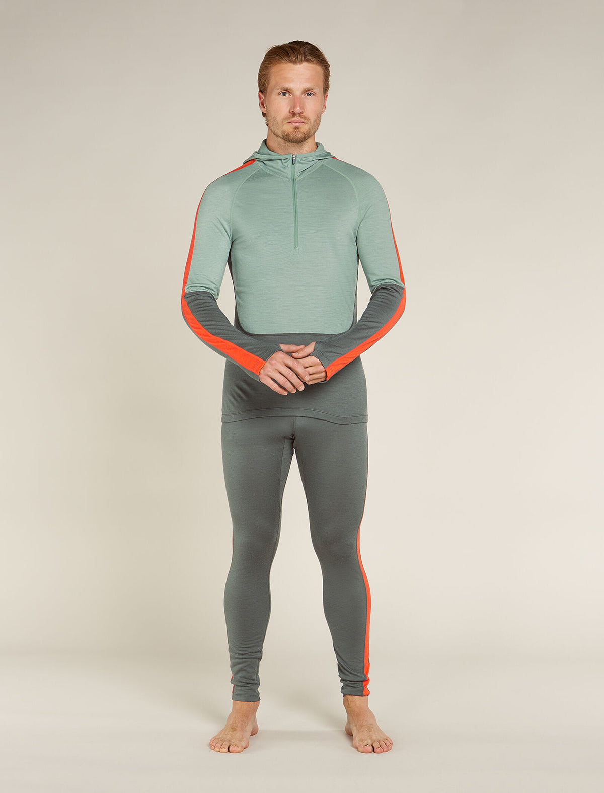 Men's Merino 200 Sonebula Long Sleeve Half Zip Thermal Hoodie Galaxy/Moss - 3