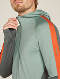 Men's Merino 200 Sonebula Long Sleeve Half Zip Thermal Hoodie Galaxy/Moss - 7