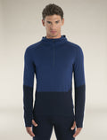 Men's Merino 200 Sonebula Long Sleeve Half Zip Thermal Hoodie Midnight Navy/Royal Navy - 1